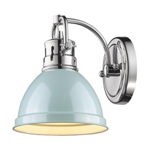  3602-BA1 CH-SF - Duncan 1 Light Bath Vanity in Chrome with a Seafoam Shade